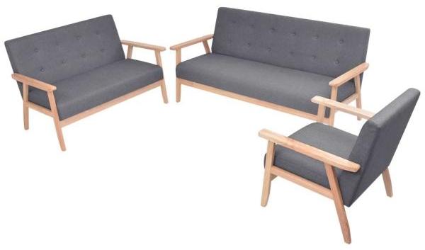 vidaXL Sofa-Set 3-tlg. Stoff Dunkelgrau 274926