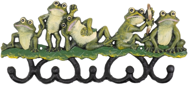 Moritz Wandgarderobe Garderobe Frösche 5 Haken grün Gusseisen 32,5 x 14 x 4 cm Kleiderhaken Garderobenhaken Vintage