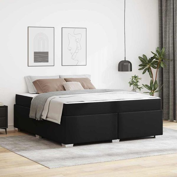 vidaXL Bettrahmen mit Matratze Schwarz 180 x 200 cm Stoff 3399246