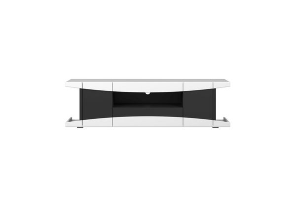 trendteam smart living - Level Up - TV-Schrank - Weiß/Schwarz - Gaming-Lowboard passend für z.B. PlayStation 5 - (BxHxT) 180 x 52 x 42 cm - mit LED-Spot BLAU, 4er-Set