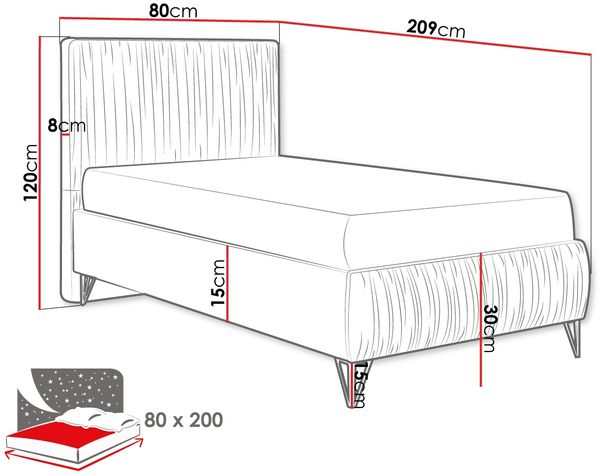 mirjan24 Boxspringbett Lux I , braun, 80x200 cm Bild 4