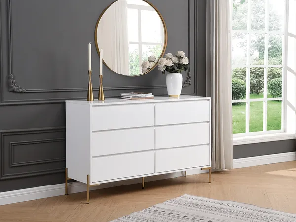 Vente-unique - KORASA Kommode Holz, Platte Weiß - B 40 cm x H 82,5 cm x L 140 cm