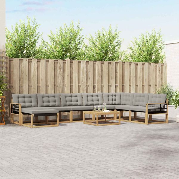 vidaXL Outdoor-Sofagarnitur 9 pcs Weiß und Hellgrau 79 x 79 x 37 cm 3389001