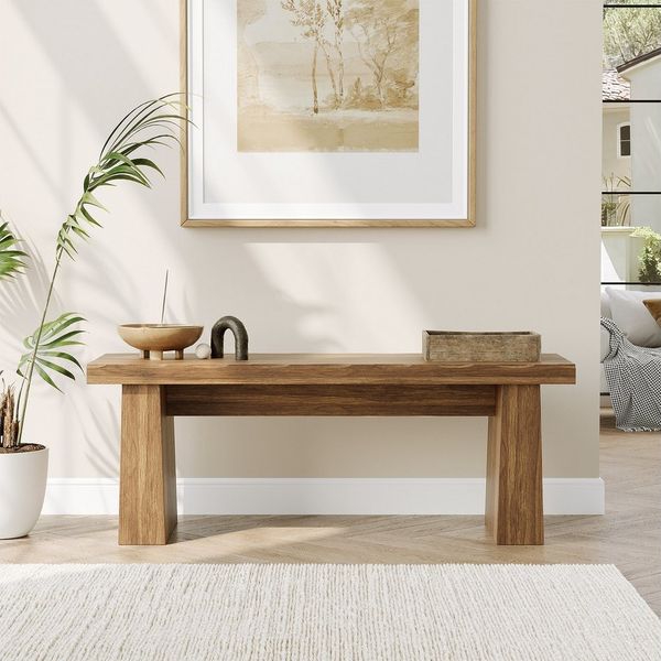 Tribesigns Schuhbank 120 cm Eingangsbank, Sitzbank aus Holz mit stabilem Gestell, (Landhaus-Holzbank, für Esszimmer, Wohnzimmer, Schlafzimmer, Flur, einfache Montage)