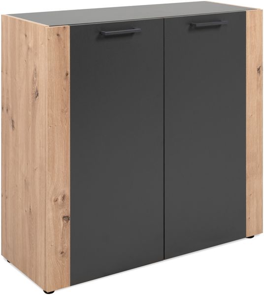 Kommode >Cento< in anthrazit / Dekor Artisan Oak - 89x34,5x85cm (BxHxT)