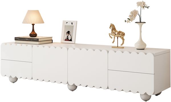 Moderner weiß TV-Schrank, TV-Ständer, TV-Paneel, niedrigerer TV-Ständer. Einzigartiges Design. 175 x 38 x 37 cm (L x B x H)