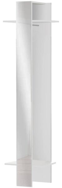 Dmora Eingangsmöbel Maura, Multifunktionsschrank, Wandgarderobe mit Spiegel, 50x35h190 cm, Weiß
