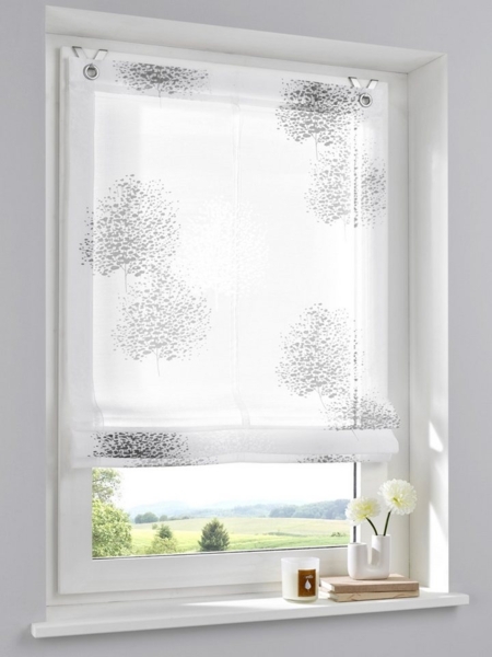 Kutti Raffrollo Belinda, mit Hakenaufhängung, ohne Bohren, freihängend, halbtransparent, Polyester, Viskose, Hakenaufhängung