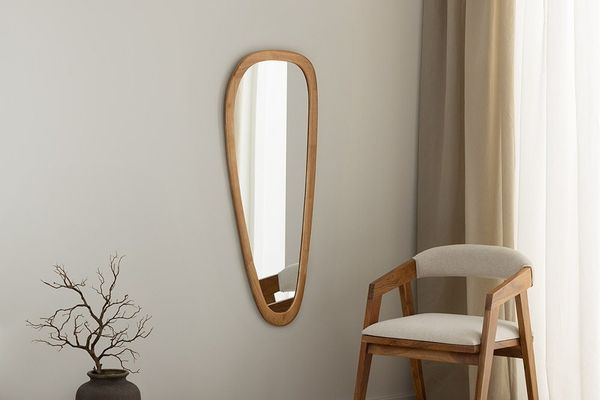 riess-ambiente Wandspiegel ORGANIC 120cm braun – Eichenholz-Design, vertikal, Dekoration (Einzelartikel, 1-St), organische Form mit Holzoptik – ideal für Wohn- oder Schlafbereich