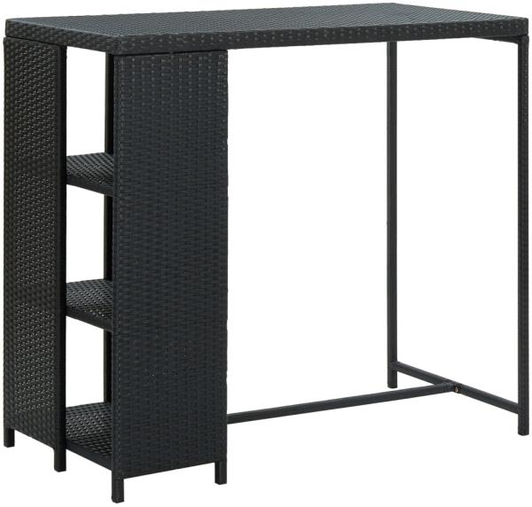 vidaXL Bartisch mit Regal Schwarz 120x60x110 cm Poly Rattan [313476]