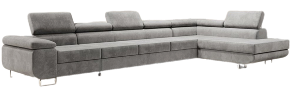 Designer Sofa Maxi mit Schlaf - und Klappfunktion Grau Samt Rechts