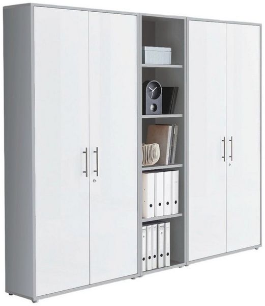 BMG Möbel Aktenschrank Büromöbel Office Edition 10 (Aktenschrank Regal Set, besteht aus 2x Aktenschrank und 1x Regal) mit viel Stauraum, abschließbar