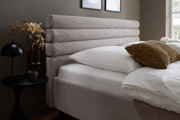 Polsterbett >Tampere< Liegefläche 140x200 cm, in Taupe - 152x114x218cm (BxHxT) Bild 7