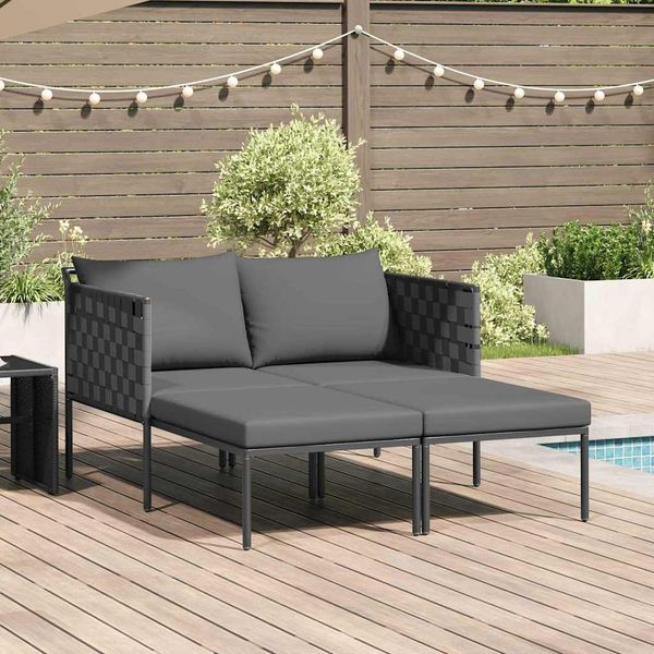 Sonnenliege mit Kissen 2-Person, Gartenliege Anthrazit 153 x 115 x 69,5 cm