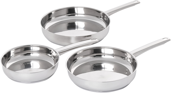 Bratpfannen 3er Set PRIMECOOK Edelstahl Silber