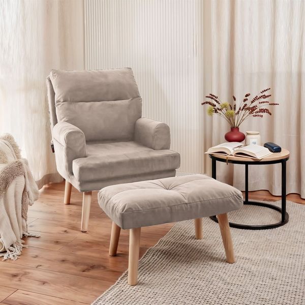 Relaxsessel Sessel CATANIA inkl. Hocker in Stoff Trinity Beige