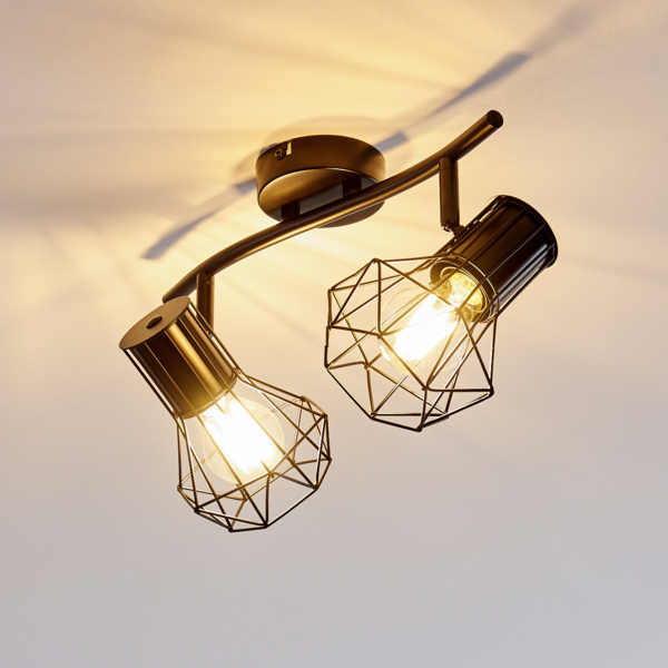 hofstein Deckenleuchte »Pomari« Deckenlampe aus Metall in Schwarz, ohne Leuchtmittel, E27, Spot in Gitter-Optik und Lichteffekt an der Decke Bild 5