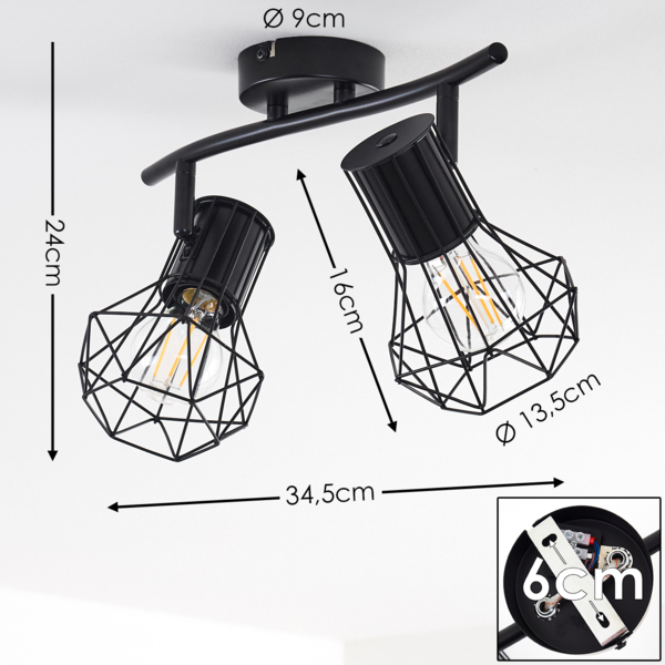 hofstein Deckenleuchte »Pomari« Deckenlampe aus Metall in Schwarz, ohne Leuchtmittel, E27, Spot in Gitter-Optik und Lichteffekt an der Decke Bild 9