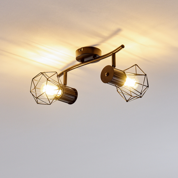 hofstein Deckenleuchte »Pomari« Deckenlampe aus Metall in Schwarz, ohne Leuchtmittel, E27, Spot in Gitter-Optik und Lichteffekt an der Decke Bild 6