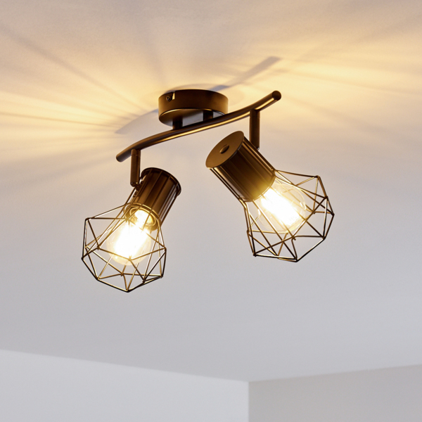 hofstein Deckenleuchte »Pomari« Deckenlampe aus Metall in Schwarz, ohne Leuchtmittel, E27, Spot in Gitter-Optik und Lichteffekt an der Decke Bild 8