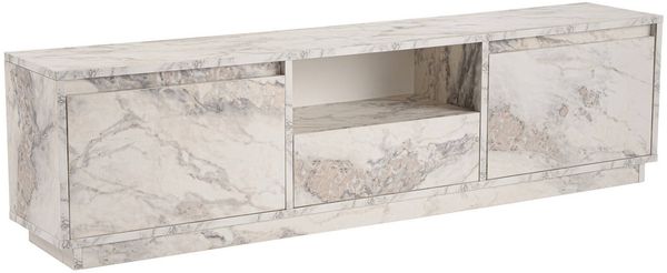 Dmora Fernsehschrank Morrigan, Ständer für Wohnzimmerfernseher, Niedriges Wohnzimmer-Sideboard, TV-Ständerbasis, 160x30 h42 cm, Marmor
