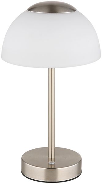 LED Tischleuchte, Glas opal, Touchdimmer, CCT, Akku, H 28 cm