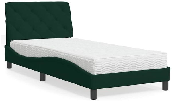 vidaXL Bett mit Matratze Dunkelgrün 80x200 cm Samt 3208625