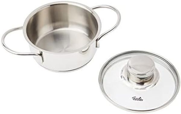 Fissler Kochtopf häppchen, Ø 12 cm, Edelstahl 18/10 (2-tlg), Induktions-geeignet, inklusive Glasdeckel
