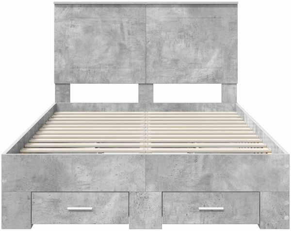 vidaXL Bettrahmen mit Kopfteil Beton Grau 120 x 190 cm Holzwerkstoff 3409670 Bild 8