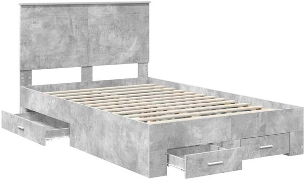 vidaXL Bettrahmen mit Kopfteil Beton Grau 120 x 190 cm Holzwerkstoff 3409670 Bild 5