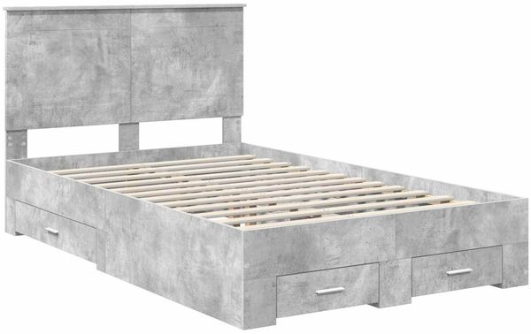 vidaXL Bettrahmen mit Kopfteil Beton Grau 120 x 190 cm Holzwerkstoff 3409670 Bild 4