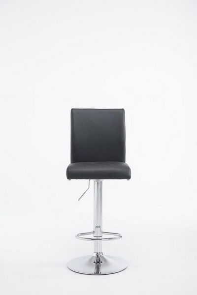TPFLiving Barhocker höhenverstellbar (Barstuhl mit Rückenlehne- - Thekenhocker - Hocker für Küche), 360° drehbar - chromfarbener Stahl - Sitzfläche: Kunstleder Schwarz