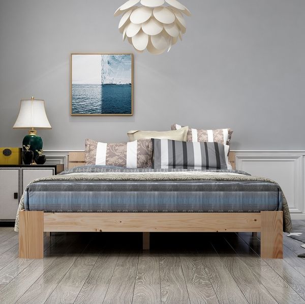 Bett 140x200 cm aus Massivholz mit Lattenrost – rustikales Design und platzsparender Stauraum