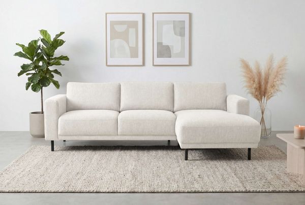 Home affaire Ecksofa Sveeva, L-Form, B. 238 cm, schwarze Metallfüße, langlebiger Webstoff, mit Wellenunterfederung, viele Farben