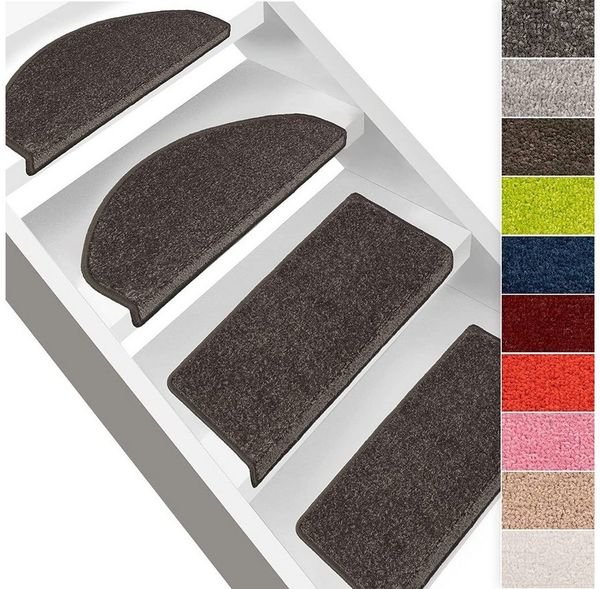 Karat Stufenmatte Fallon, Treppenschutz in 9 Farben, 2 Varianten, Stufenschoner, Halbrund, Höhe: 8.5 mm, Velours-Oberfläche