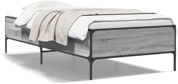 vidaXL Bettgestell Grau Sonoma 90x190 cm Holzwerkstoff und Metall 844989