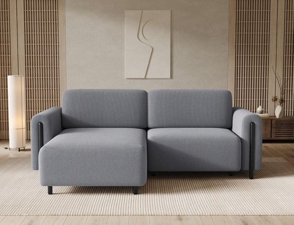 Ecksofa Acossta Calmora Mikrofaser Grau mit Schlaffunktion