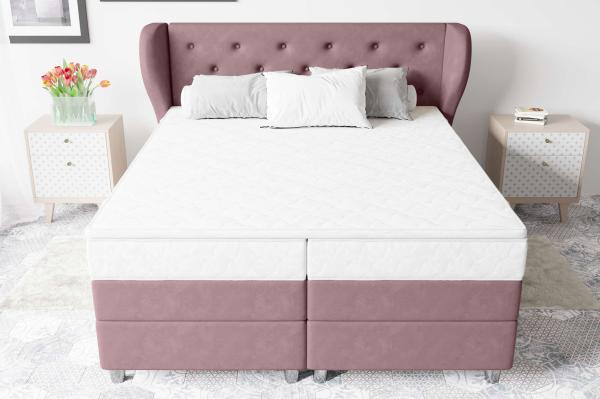 99rooms Hermes Boxspringbett 160x200 cm Velours SORO Pastellrosa Bonell-Federung