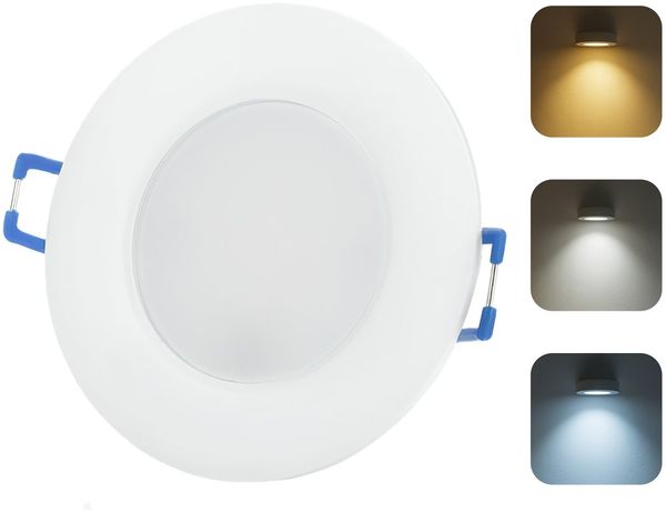 Sweet LED LED Einbaustrahler IP44 Bad Deckenspots CCT flach weiß 230V 6.5W, CCT, LED fest integriert, warmweiß-neutralweiß-kaltweiß, Deckenspots, Deckenstrahler, Einbauleuchten