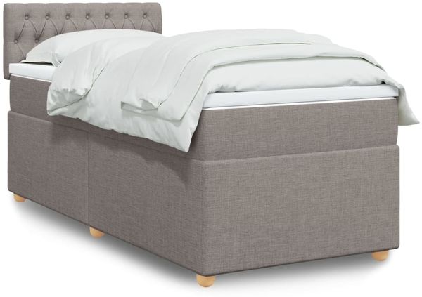 vidaXL Boxspringbett mit Matratze Taupe 90x190 cm Stoff 3288846