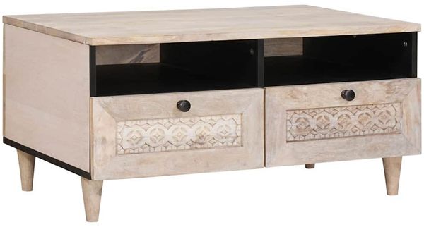 vidaXL Couchtisch Bleached White 80 x 54 x 40 cm Massivholz Mango 4018129