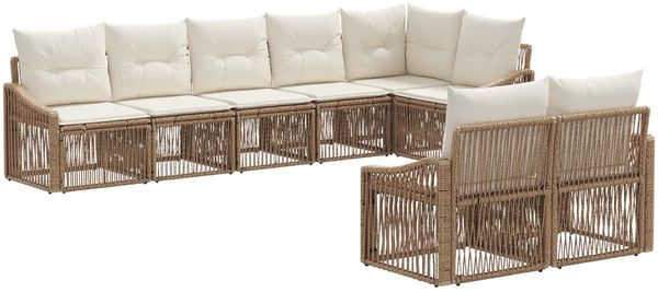 vidaXL Gartensofa-set 8 pcs Beige Poly-Rattan 3436068