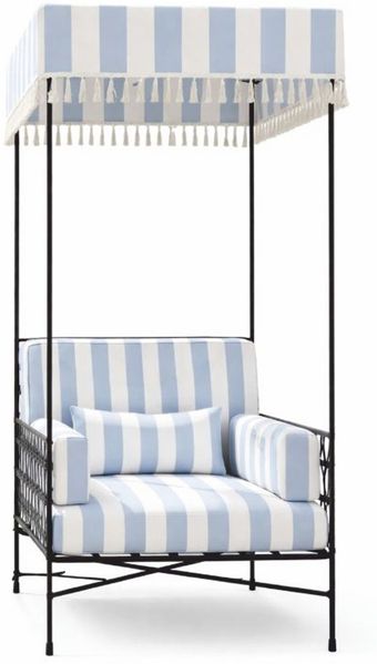 Casa Padrino Luxus Sessel Schwarz / Hellblau / Weiß H. 200 cm - Hotel & Garten Sessel