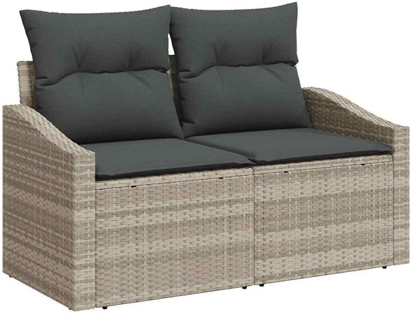 vidaXL Sofa Set mit Kissen 5 pcs Hellgrau und Dunkelgrau Poly-Rattan 3355261 Bild 4