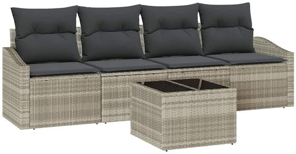 vidaXL Sofa Set mit Kissen 5 pcs Hellgrau und Dunkelgrau Poly-Rattan 3355261 Bild 2