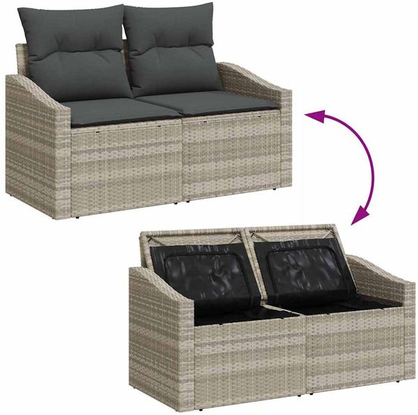 vidaXL Sofa Set mit Kissen 5 pcs Hellgrau und Dunkelgrau Poly-Rattan 3355261 Bild 9