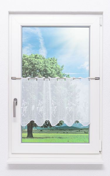 Scheibengardine Exotisch (Bx H) 80cm * 40cm Weiß/weiß