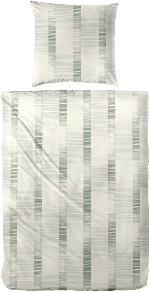 Primera Feinbiber Bettwäsche 135x200 Streifen grün beige silber 173111-55