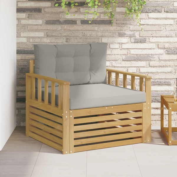 vidaXL Outdoor-Sofa Polyester Weiß und Hellgrau 3439128
