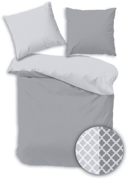 MTOnlinehandel Wendebettwäsche Urban Chic • 80x80 cm x 135x200 cm • Renforcé • Edel • Zeitlos, 100% Baumwolle, 2 teilig, Bettwäsche-Set in Rautenmuster • ästhetic-grey • minimalistisch